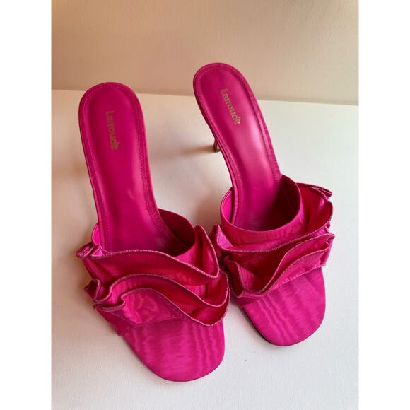 Larroudé Colette Ruffle Slide Sandal Magenta Pink Women’s Size 11 - Picture 3 of 12